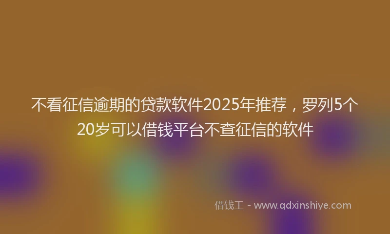 不看征信逾期的贷款软件2025年推荐，罗列5个20岁可以借钱平台不查征信的软件