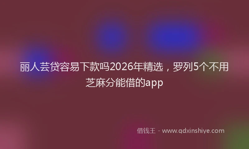 丽人芸贷容易下款吗2026年精选，罗列5个不用芝麻分能借的app