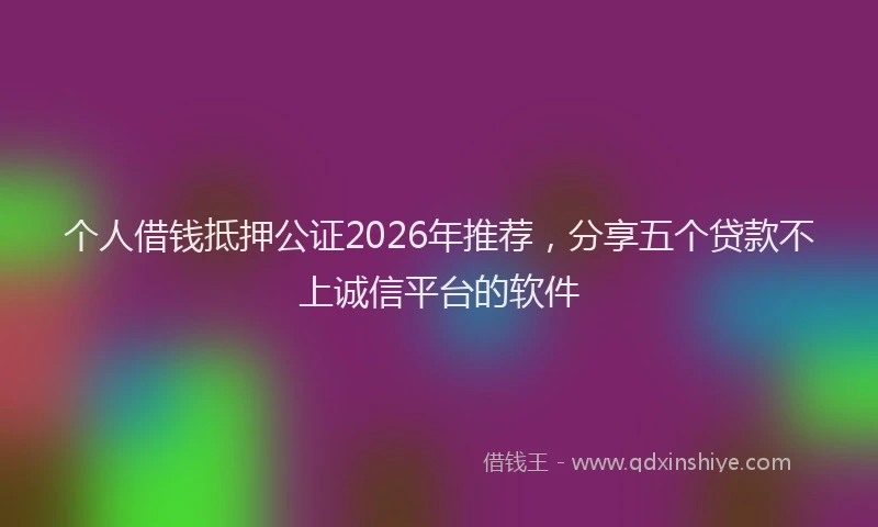 个人借钱抵押公证2026年推荐，分享五个贷款不上诚信平台的软件