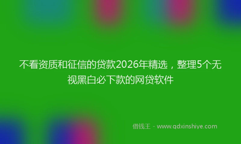不看资质和征信的贷款2026年精选，整理5个无视黑白必下款的网贷软件