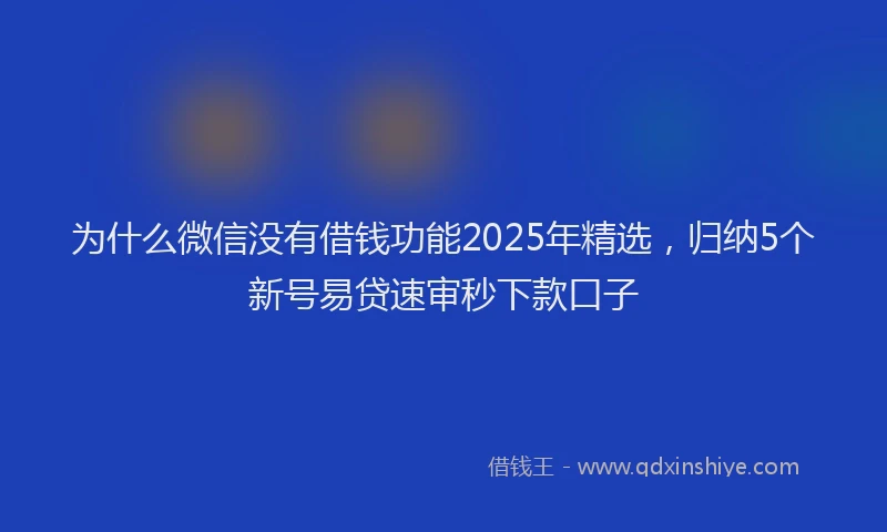 为什么微信没有借钱功能2025年精选,归纳5个新号易贷速审秒下款口子