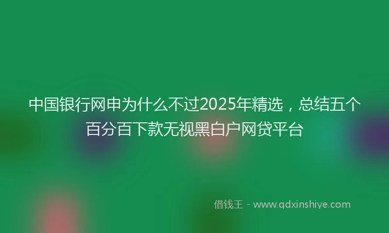 中国银行网申为什么不过2025年精选，总结五个百分百下款无视黑白户网贷平台