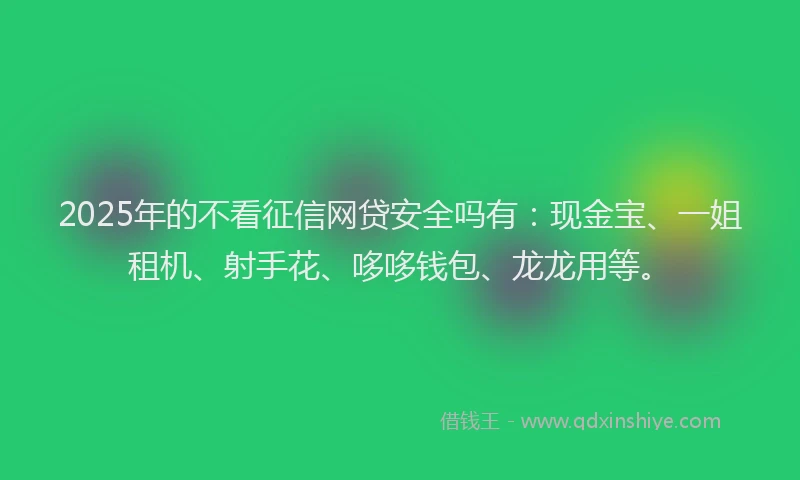 2025年的不看征信网贷安全吗有：现金宝、一姐租机、射手花、哆哆钱包、龙龙用等。
