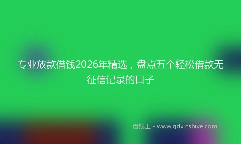 专业放款借钱2026年精选，盘点五个轻松借款无征信记录的口子
