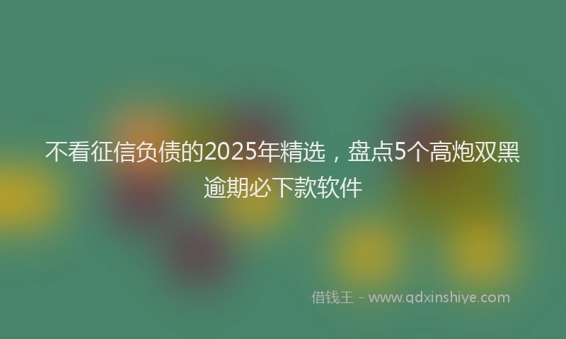 不看征信负债的2025年精选,盘点5个高炮双黑逾期必下款软件