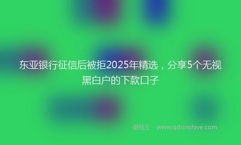 东亚银行征信后被拒2025年精选，分享5个无视黑白户的下款口子