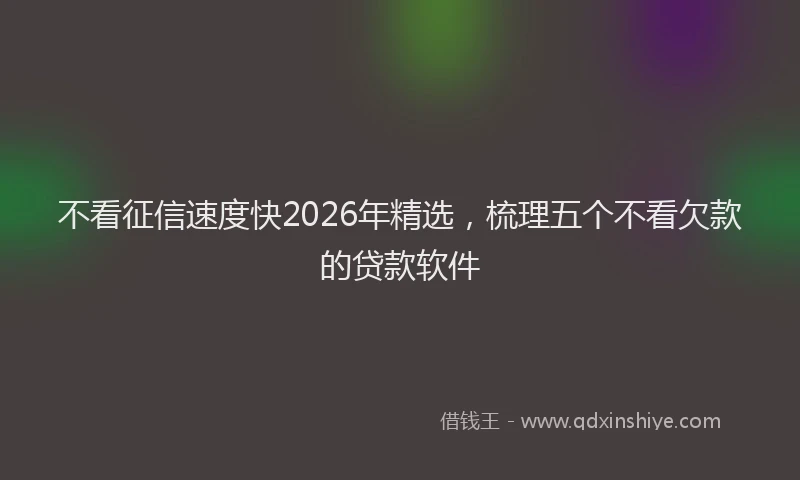 不看征信速度快2026年精选，梳理五个不看欠款的贷款软件