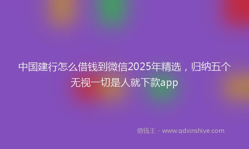 中国建行怎么借钱到微信2025年精选，归纳五个无视一切是人就下款app