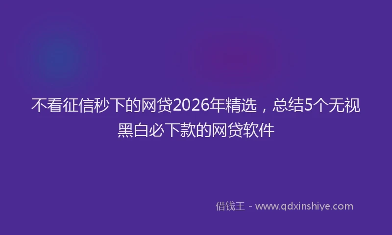 不看征信秒下的网贷2026年精选,总结5个无视黑白必下款的网贷软件