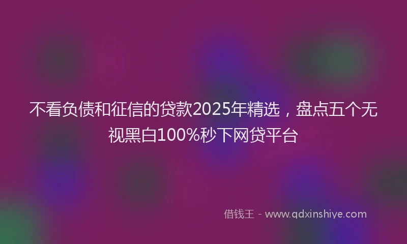 不看负债和征信的贷款2025年精选，盘点五个无视黑白100%秒下网贷平台