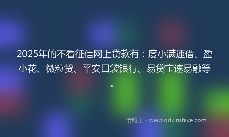 2025年的不看征信网上贷款有：度小满速借、盈小花、微粒贷、平安口袋银行、易贷宝速易融等。