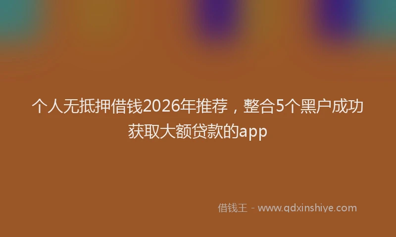 个人无抵押借钱2026年推荐，整合5个黑户成功获取大额贷款的app
