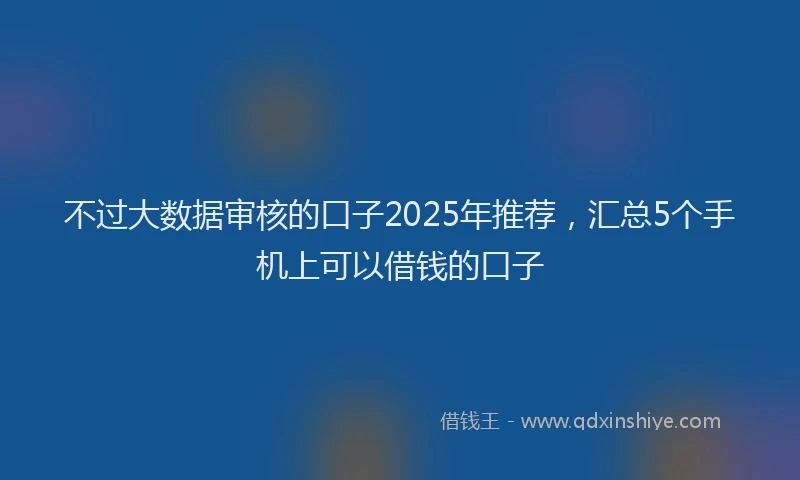 不过大数据审核的口子2025年推荐,汇总5个手机上可以借钱的口子