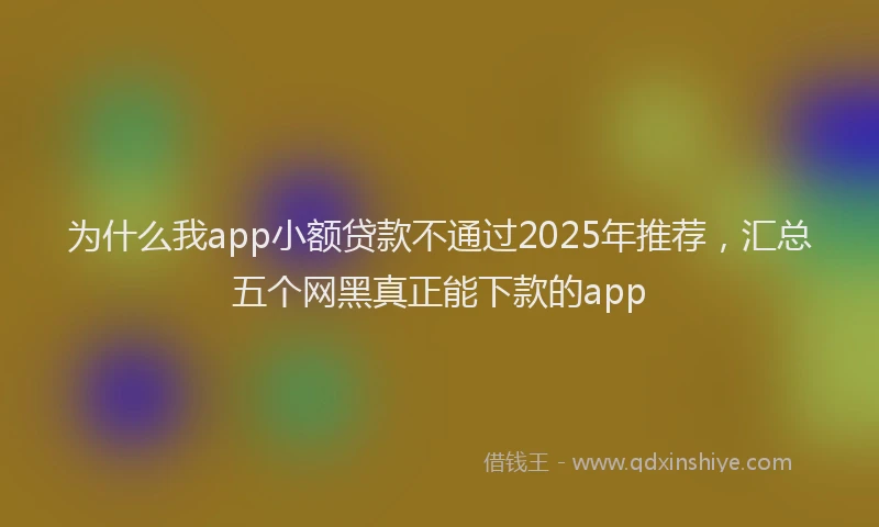 为什么我app小额贷款不通过2025年推荐，汇总五个网黑真正能下款的app