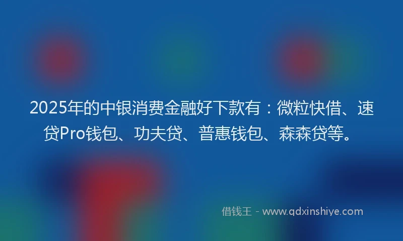 2025年的中银消费金融好下款有：微粒快借、速贷Pro钱包、功夫贷、普惠钱包、森森贷等。