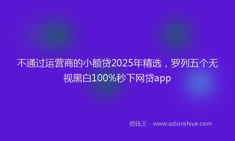 不通过运营商的小额贷2025年精选，罗列五个无视黑白100%秒下网贷app