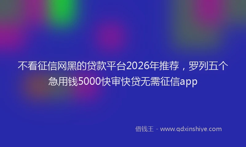 不看征信网黑的贷款平台2026年推荐，罗列五个急用钱5000快审快贷无需征信app