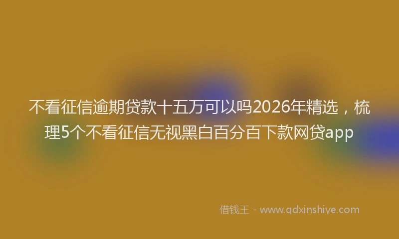 不看征信逾期贷款十五万可以吗2026年精选，梳理5个不看征信无视黑白百分百下款网贷app