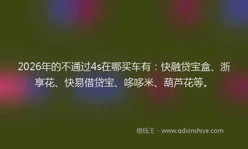 2026年的不通过4s在哪买车有：快融贷宝盒、浙享花、快易借贷宝、哆哆米、葫芦花等。