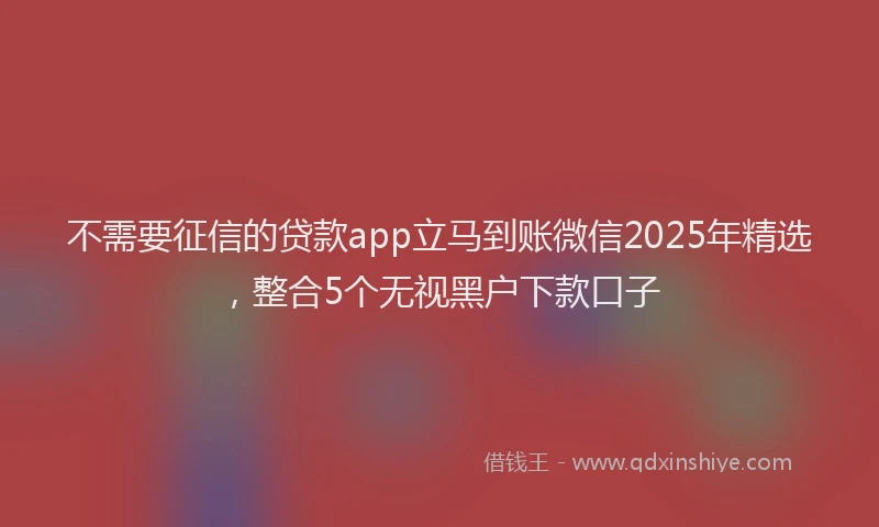 不需要征信的贷款app立马到账微信2025年精选,整合5个无视黑户下款口子
