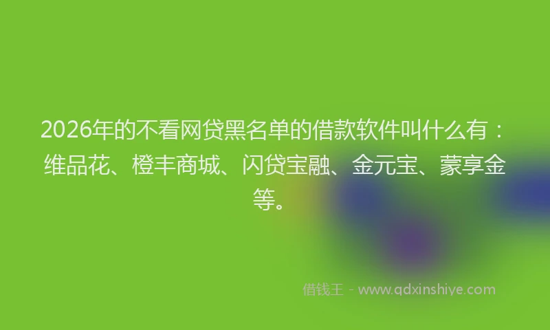 2026年的不看网贷黑名单的借款软件叫什么有:维品花、橙丰商城、闪贷宝融、金元宝、蒙享金等。