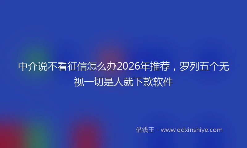 中介说不看征信怎么办2026年推荐，罗列五个无视一切是人就下款软件
