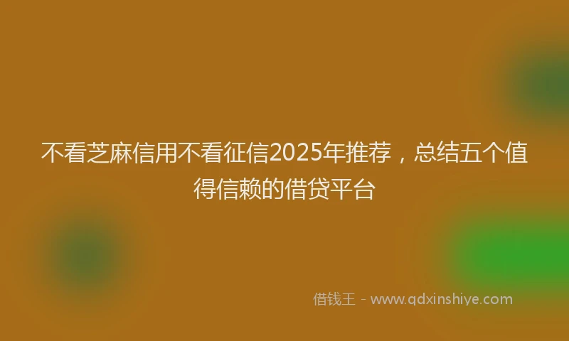 不看芝麻信用不看征信2025年推荐，总结五个值得信赖的借贷平台