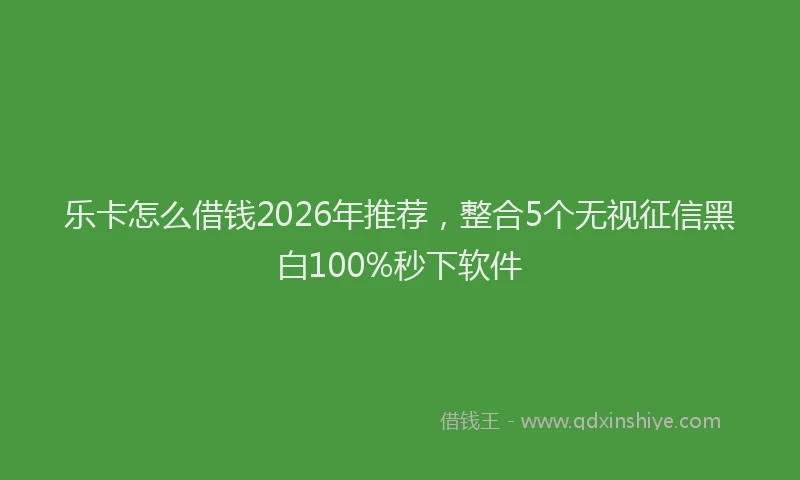 乐卡怎么借钱2026年推荐，整合5个无视征信黑白100%秒下软件