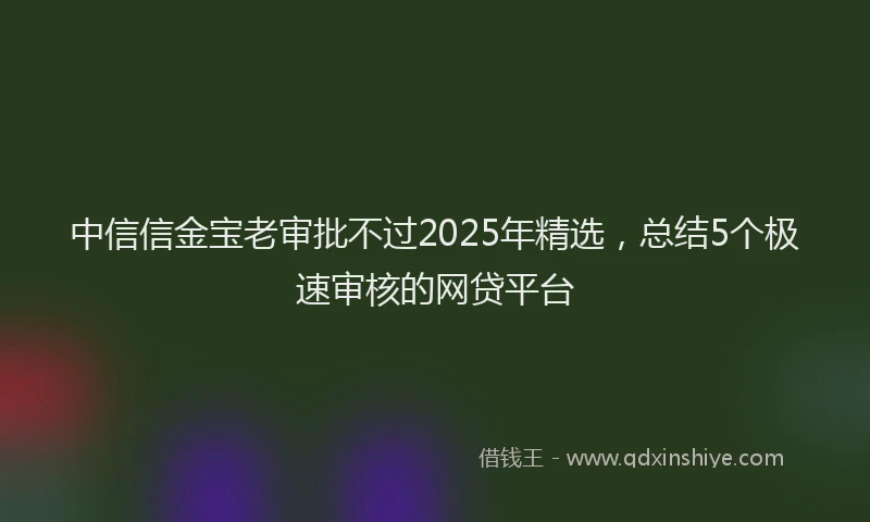 中信信金宝老审批不过2025年精选，总结5个极速审核的网贷平台