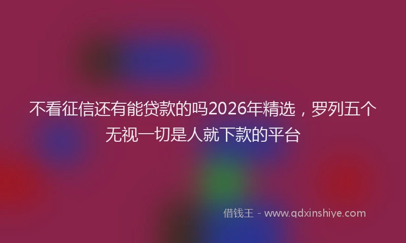 不看征信还有能贷款的吗2026年精选，罗列五个无视一切是人就下款的平台