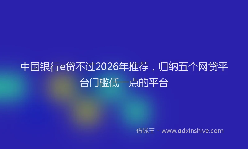 中国银行e贷不过2026年推荐，归纳五个网贷平台门槛低一点的平台