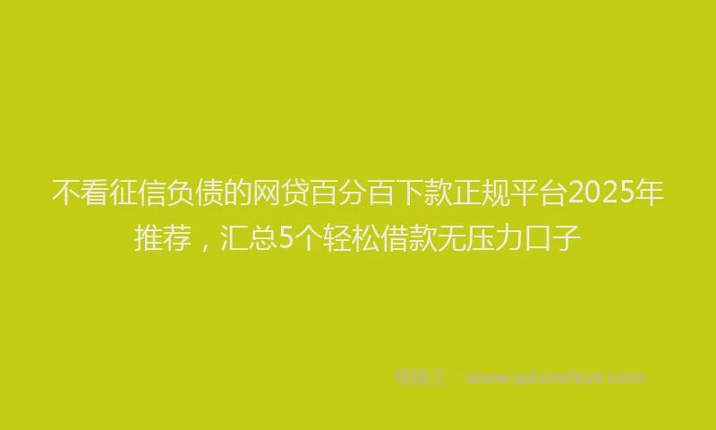 不看征信负债的网贷百分百下款正规平台2025年推荐，汇总5个轻松借款无压力口子