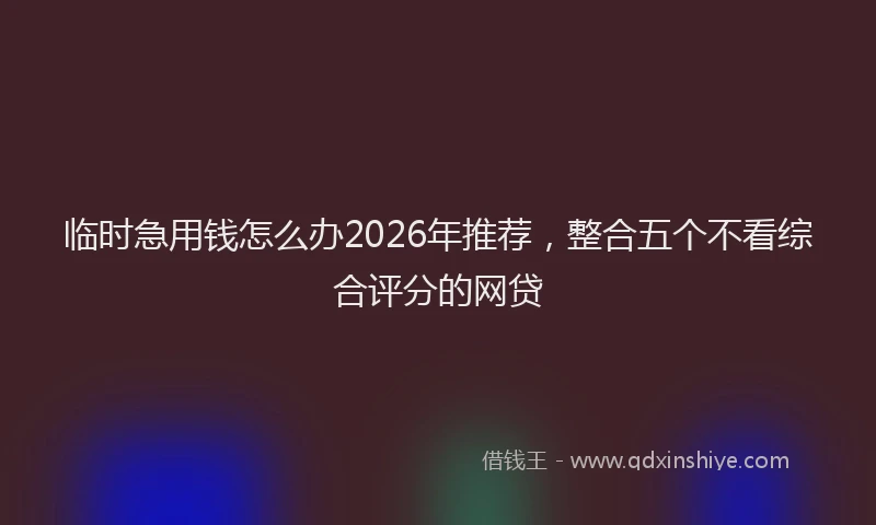 临时急用钱怎么办2026年推荐，整合五个不看综合评分的网贷