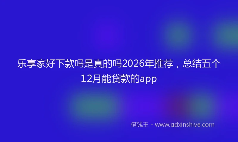 乐享家好下款吗是真的吗2026年推荐，总结五个12月能贷款的app