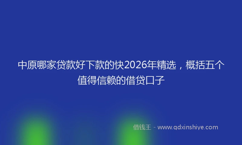 中原哪家贷款好下款的快2026年精选，概括五个值得信赖的借贷口子