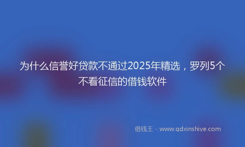 为什么信誉好贷款不通过2025年精选，罗列5个不看征信的借钱软件