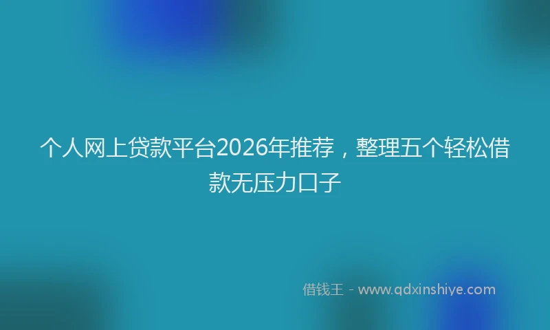 个人网上贷款平台2026年推荐，整理五个轻松借款无压力口子