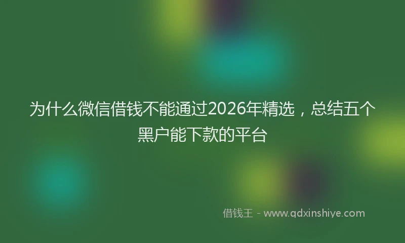 为什么微信借钱不能通过2026年精选，总结五个黑户能下款的平台