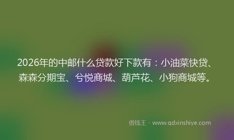 2026年的中邮什么贷款好下款有:小油菜快贷、森森分期宝、兮悦商城、葫芦花、小狗商城等。