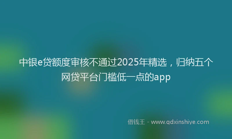 中银e贷额度审核不通过2025年精选，归纳五个网贷平台门槛低一点的app