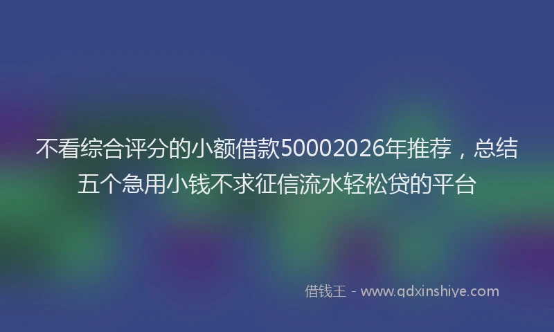 不看综合评分的小额借款50002026年推荐，总结五个急用小钱不求征信流水轻松贷的平台