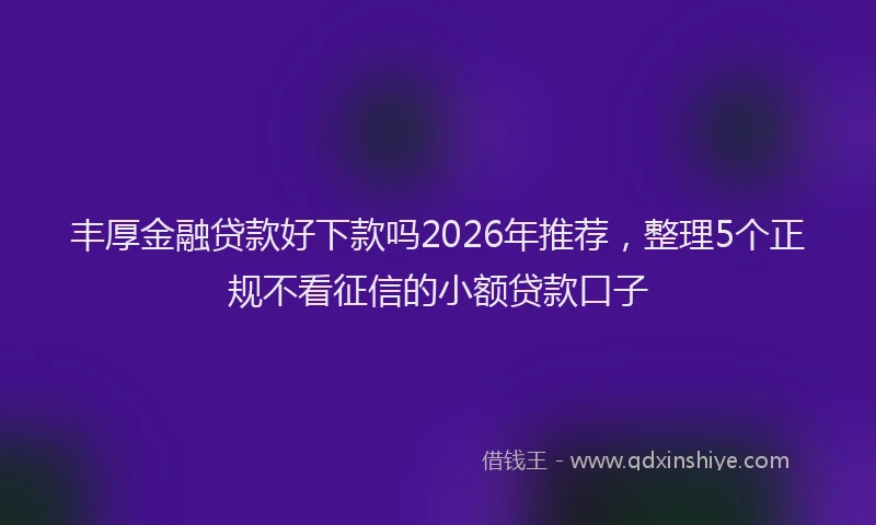 丰厚金融贷款好下款吗2026年推荐，整理5个正规不看征信的小额贷款口子