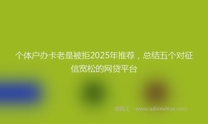 个体户办卡老是被拒2025年推荐，总结五个对征信宽松的网贷平台