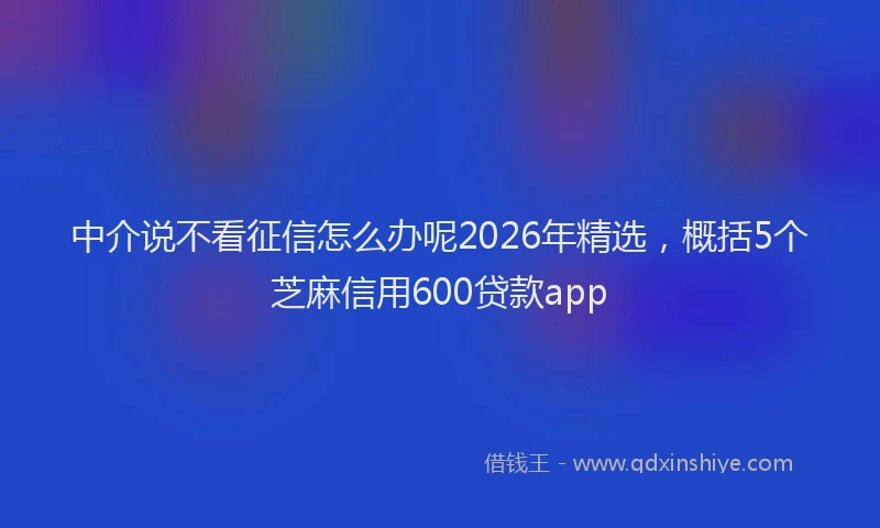 中介说不看征信怎么办呢2026年精选，概括5个芝麻信用600贷款app