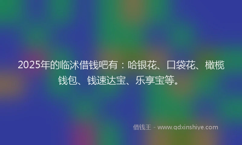 2025年的临沭借钱吧有：哈银花、口袋花、橄榄钱包、钱速达宝、乐享宝等。
