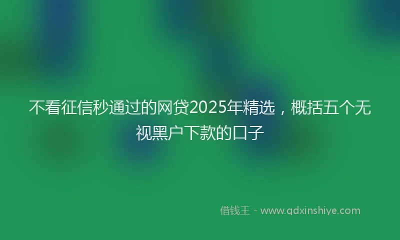 不看征信秒通过的网贷2025年精选，概括五个无视黑户下款的口子