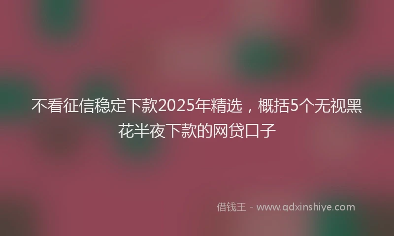 不看征信稳定下款2025年精选，概括5个无视黑花半夜下款的网贷口子