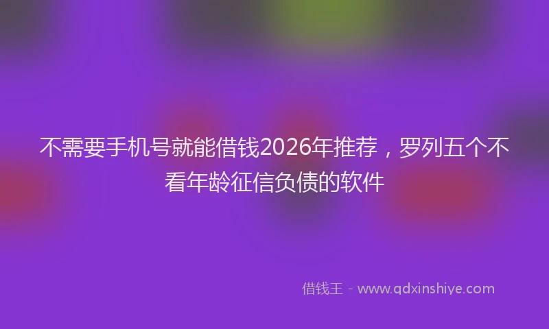 不需要手机号就能借钱2026年推荐,罗列五个不看年龄征信负债的软件