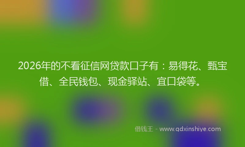 2026年的不看征信网贷款口子有：易得花、甄宝借、全民钱包、现金驿站、宜口袋等。