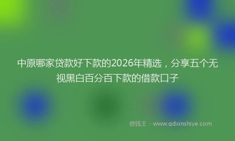 中原哪家贷款好下款的2026年精选，分享五个无视黑白百分百下款的借款口子